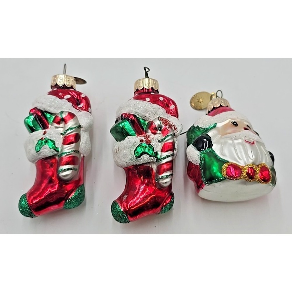 Celebrations‎ By Radko Hand Crafted Glass Santa Stalking Christmas Ornaments